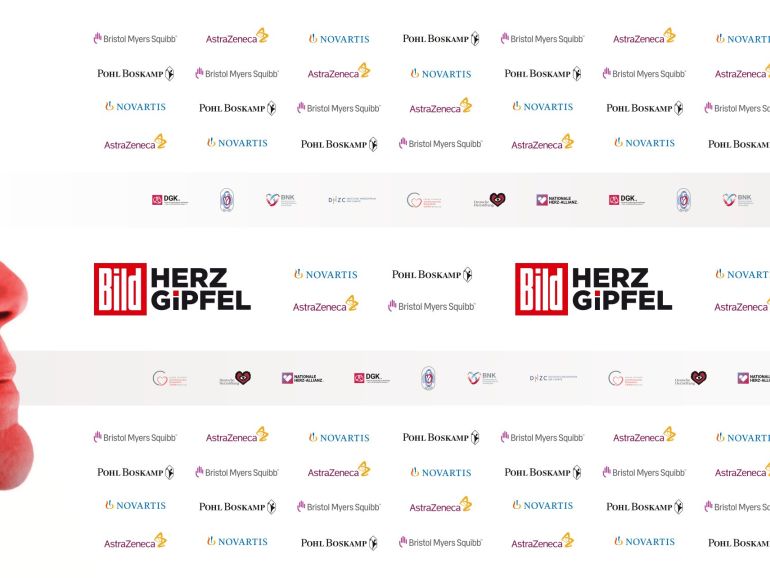 Übersicht der unterstützenden Unternehmen des Bild Herzgipfels 2024 mitsamt Logos auf weißem Hintergrund.